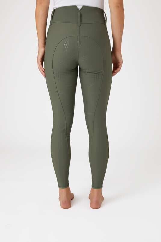 Horze Indira Women's Full Seat Breeches with High Waist Beetle Khaki Green EU 36