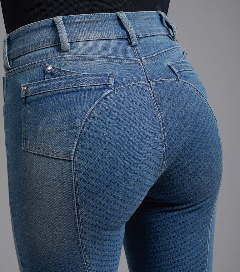 Premier Equine Gina Ladies Full Seat Denim Breeches Blue UK 22" EU 34 (4132)S93