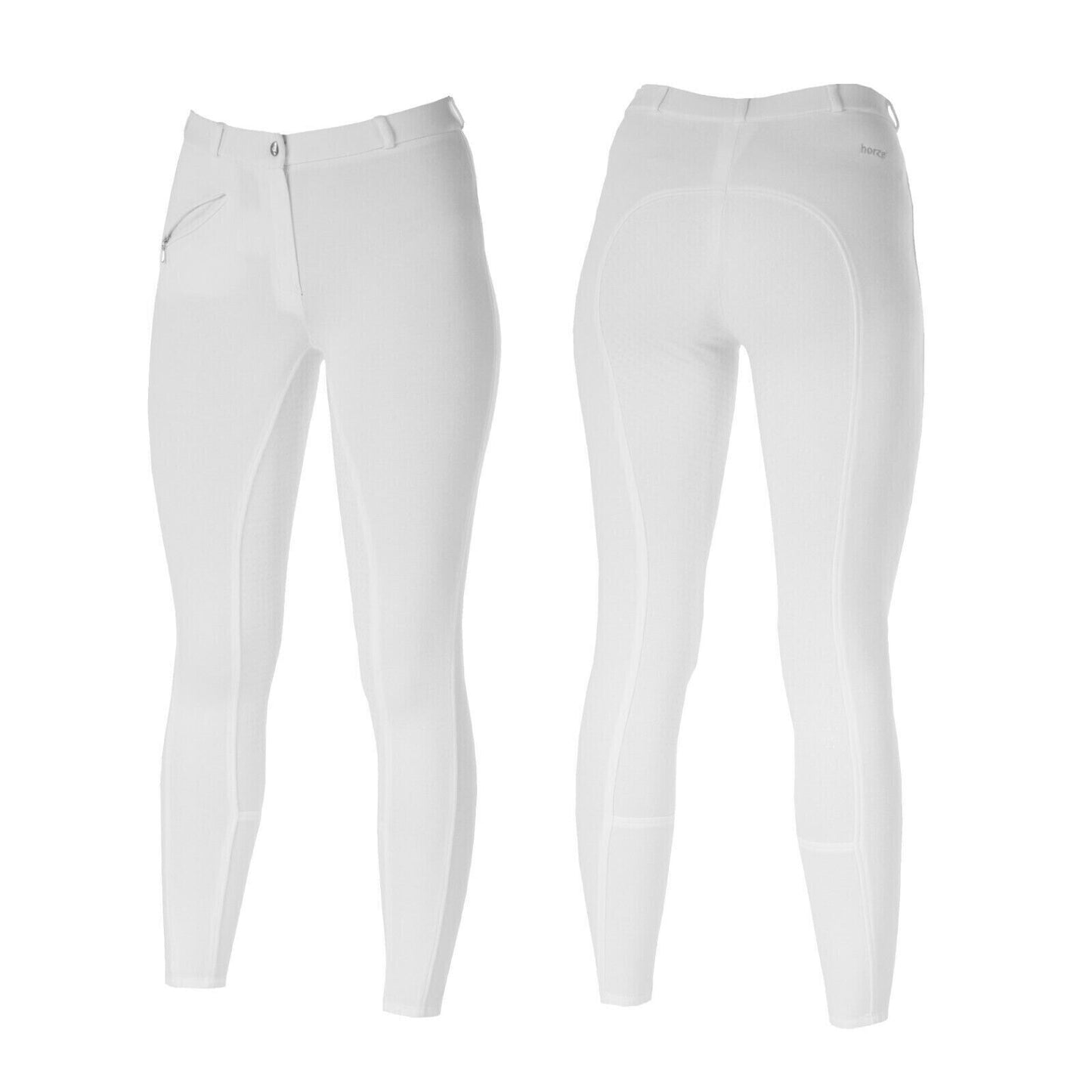 Horze Active Women Silicone Grip Full Seat Breeches, White, UK 8 EU 34 (36277)