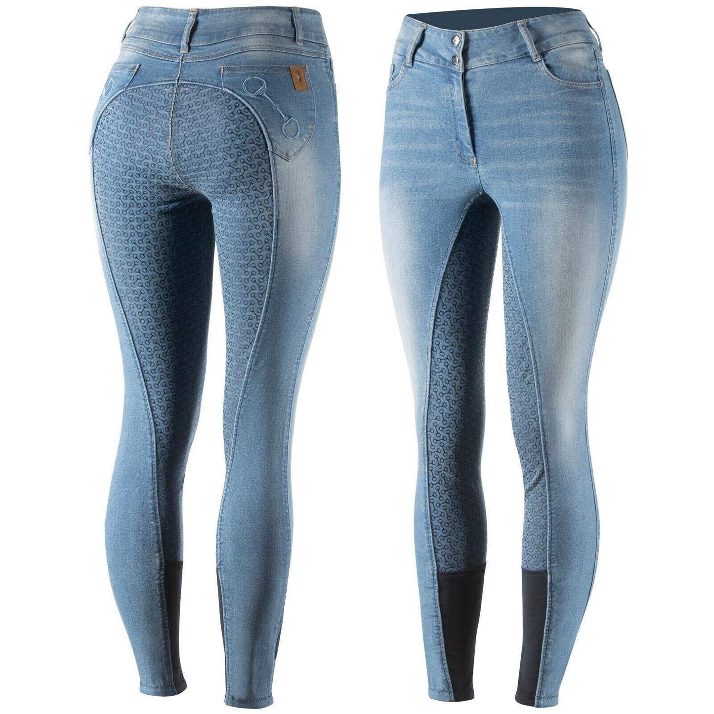Horze Kaia Women High Waist Silicone Breeches ,LightDenim ,UK 14 EU 40 (36656)B