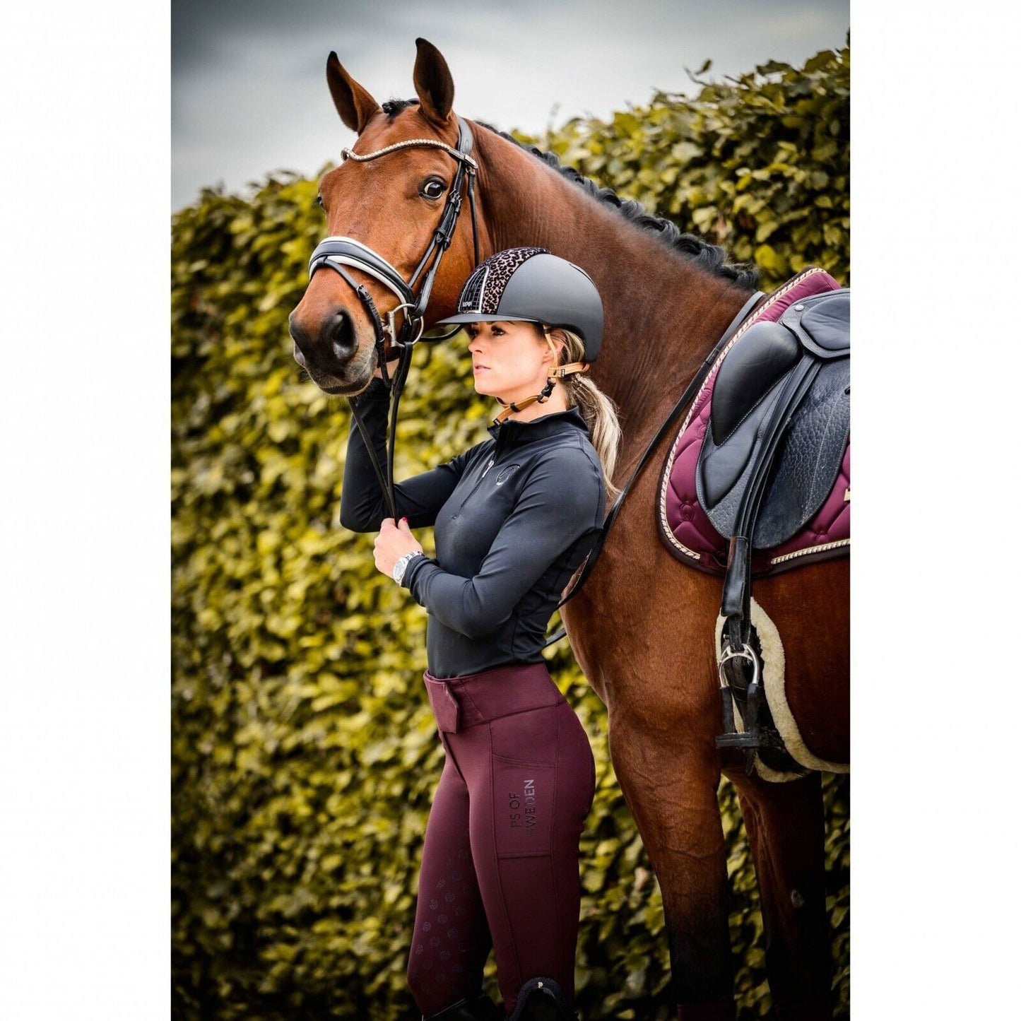 NEW PS OF SWEDEN Brooklyn Full Seat Breeches, PLUM ,UK 32" EU 44 (4944)
