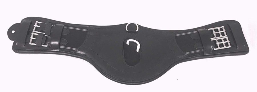 Cwell Equine Padded Soft Long Curved Dressage Girth 60 cms Black Leather