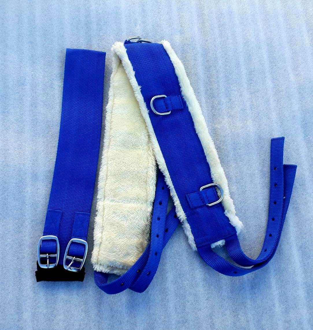 Cwell Equine Nylon Lunge Roller Adjustable Lunging Training Soft Fleece BLUE Full/Cob/Pony