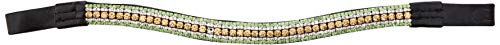 Cwell Equine New Diamante Bling Sparkly Browband 5 Rows Crystals Dressage Light Colarado/Clear/Green Black Leather