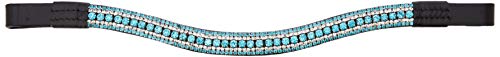 Cwell Equine Quality Leather 5 Row Iridescent, Aquamarine clear crystal bling Browband