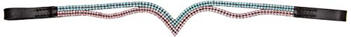 Cwell Equine New (V) Shaped sparky two tone pink/turquoise Crystal Browband BLACK F/C/P