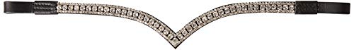 Cwell Equine New Designer Bling V 3 Rows Sparkly Clear crystals Browband Black F/C/P