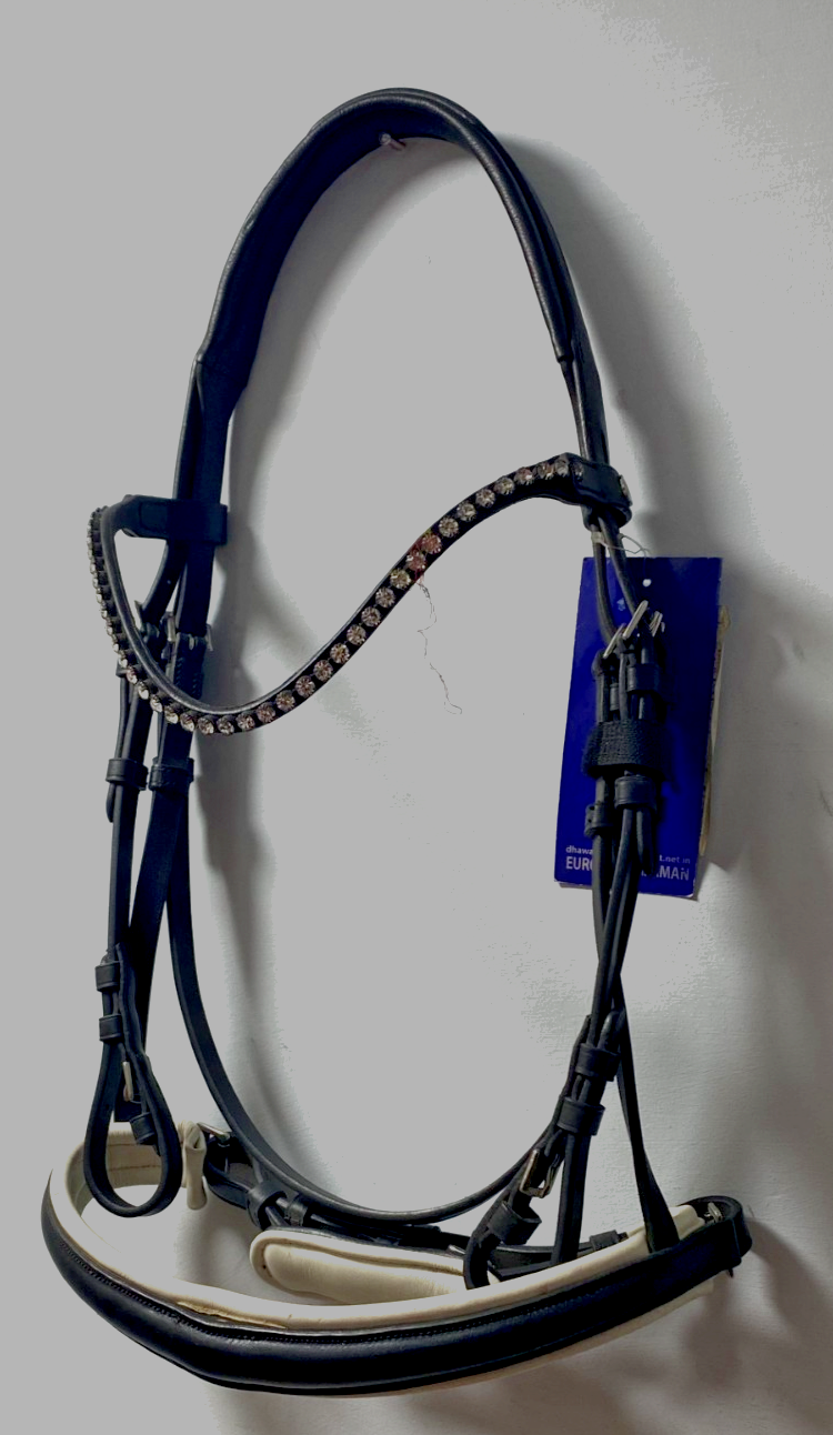 NEW Cwell English Leather BRIDLE Crystal SNAFFLE BRIDLE full Black (2000) B31