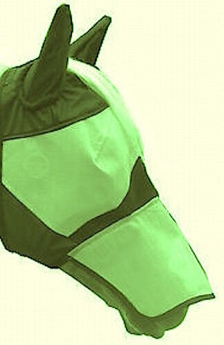 NEW Quality Fine Mesh Horse Cob Pony Full Face Fly Mask Hood Ears long Nose Flap