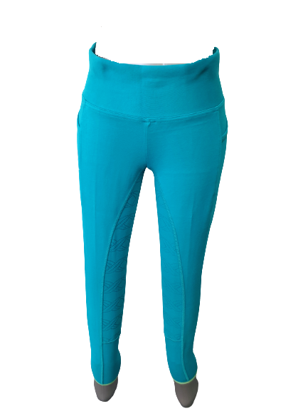 NEW Full Silicone Grip Horse Riding  Tights Breeches  Phone Pocket,Aqua