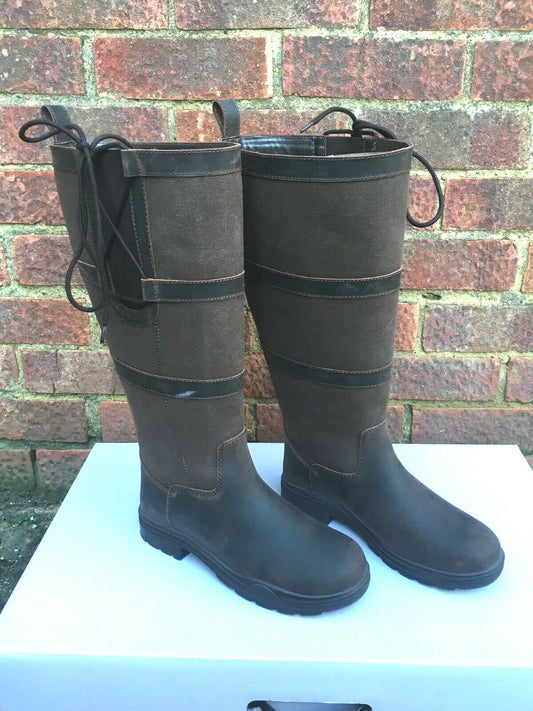 NEW PoleStar London Leather Riding Country Boots Footwear XX Wide Calf BROWN