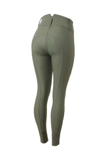 Horze Indira Women's Full Seat Breeches with High Waist Beetle Khaki Green EU 36