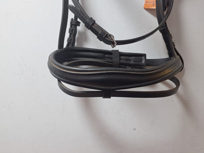 NEW  English Leather Clear CRYSTAL BRIDLE SNAFFLE BRIDLE full Black (1042-19) B38