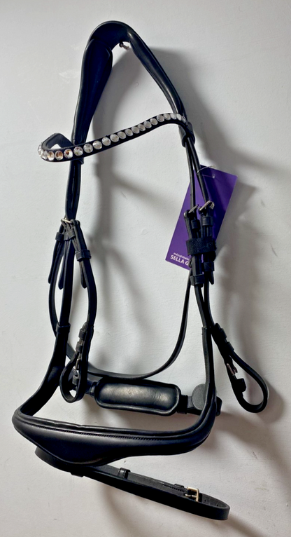 NEW English Leather BRIDLE Crystal SNAFFLE BRIDLE full Black (1153/22-23) B41