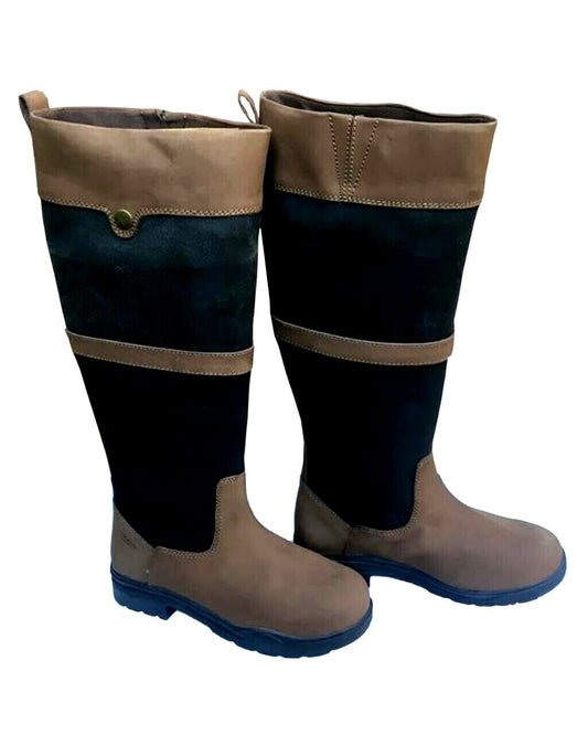 NEW PoleStar London Waterproof Leather Riding Country Boots Tan/Black UK 4 - 8