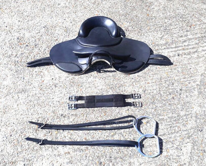 NEW Leather TREELESS  FELT PADDED Shetland Pony CUB SADDLE CHOICE OF SIZES BLACK