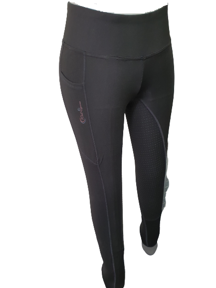 NEW Full Silicone Grip Horse Riding  Tights Breeches  Phone Pocket, Black (AS)