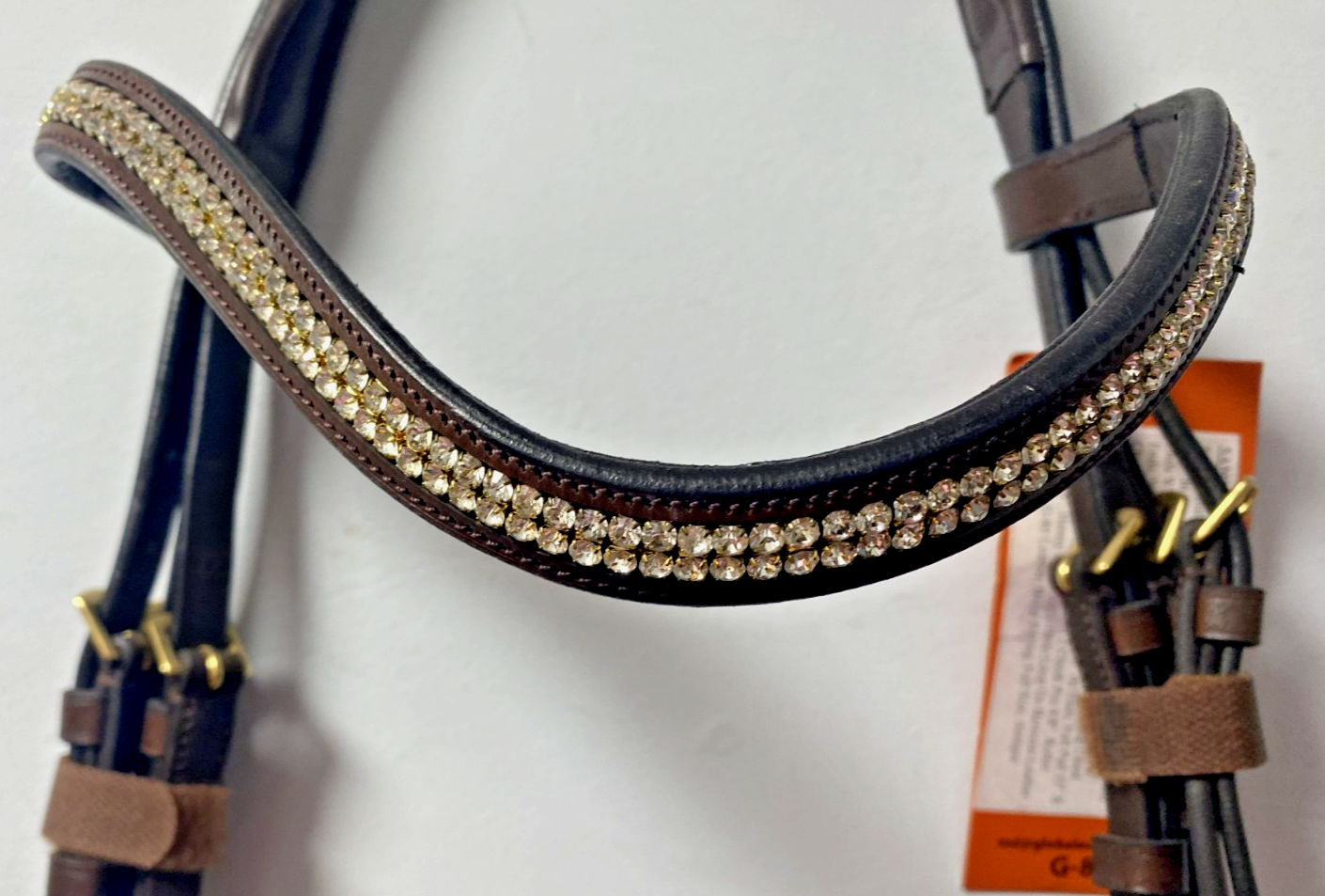 NEW English Leather BRIDLE Crystal SNAFFLE BRIDLE Full Brown (1136/22-23) B53