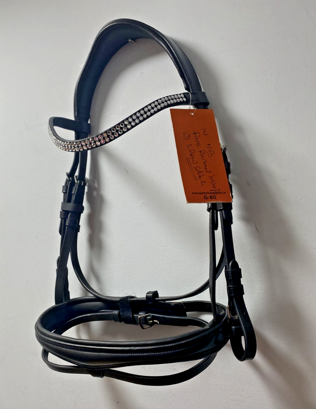 NEW English Leather BRIDLE Crystal SNAFFLE BRIDLE full Black (1169/22-23) B41