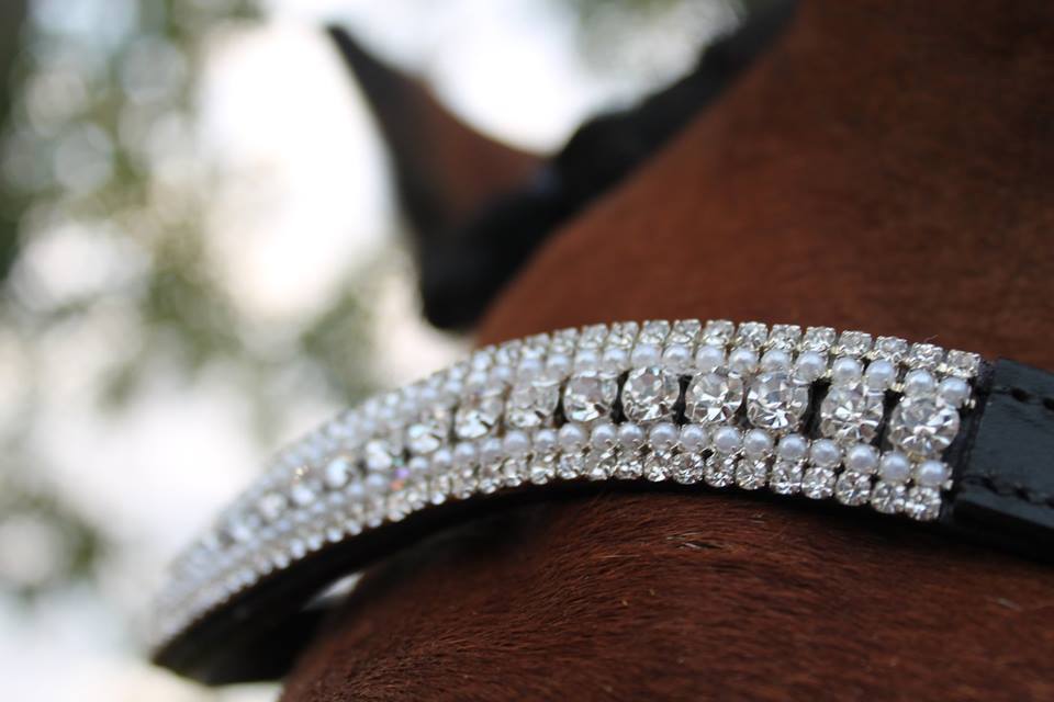 New BLING Designer Look U clear Pearl crystal  Browband Great Gift offer BLACK
