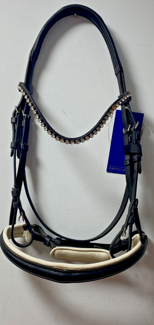 NEW Cwell English Leather BRIDLE Crystal SNAFFLE BRIDLE full Black (2000) B30