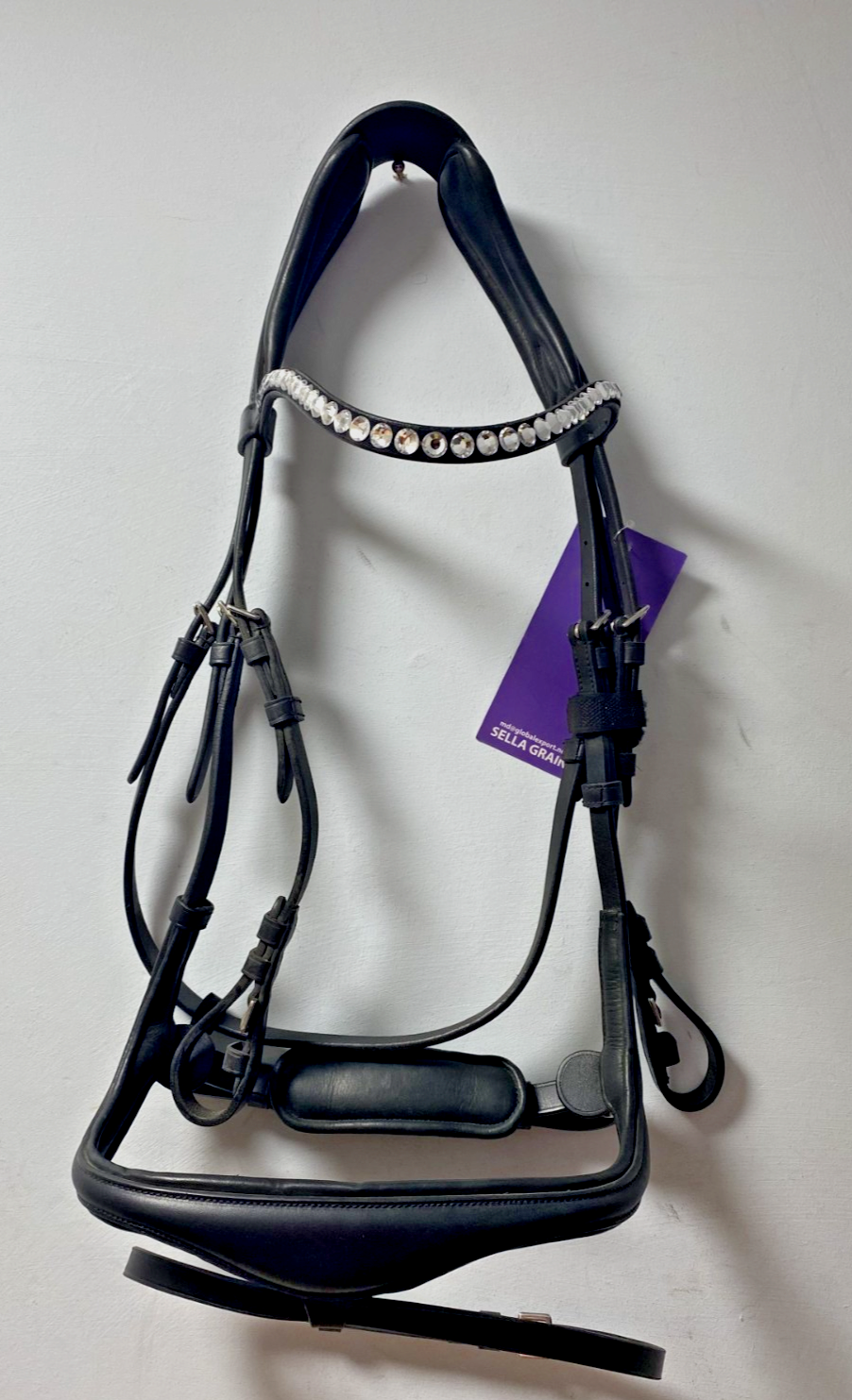 NEW English Leather BRIDLE Crystal SNAFFLE BRIDLE full Black (1153/22-23) B40