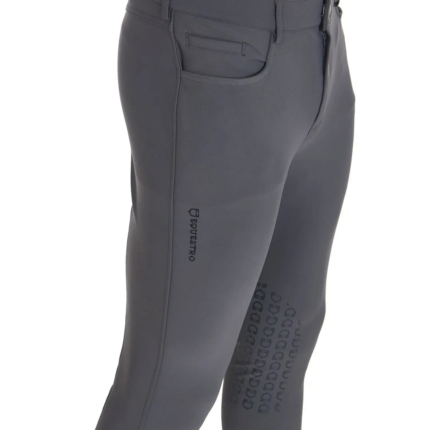 Equestro MENS riding Trousers Caspar Knee Patch Breeches GREY UK 36" ET06700 (S83