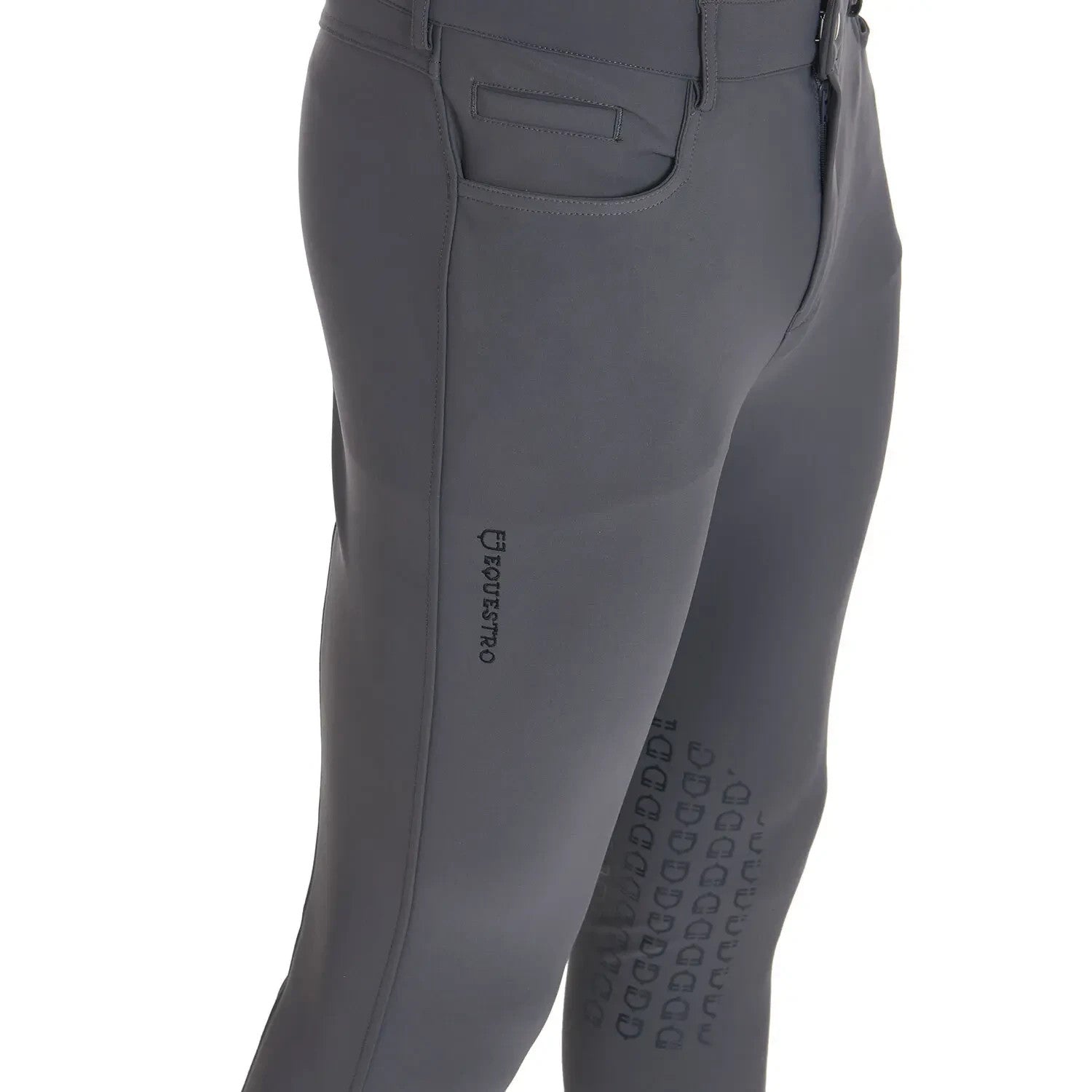 Equestro MENS riding Trousers Caspar Knee Patch Breeches GREY UK 36" ET06700 (S83