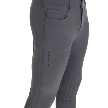 Equestro MENS riding Trousers Caspar Knee Patch Breeches GREY UK 36" ET06700 (S83