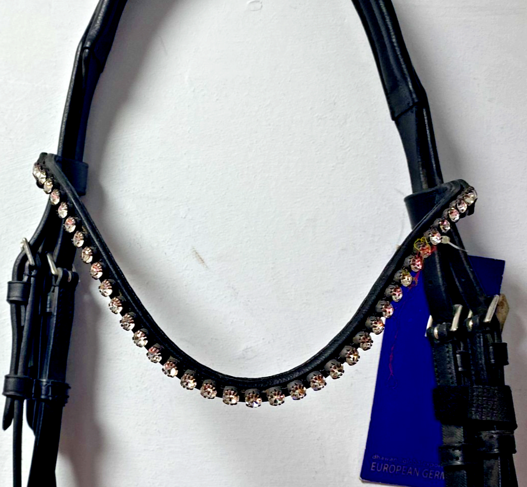 NEW Cwell English Leather BRIDLE Crystal SNAFFLE BRIDLE full Black (2000) B34
