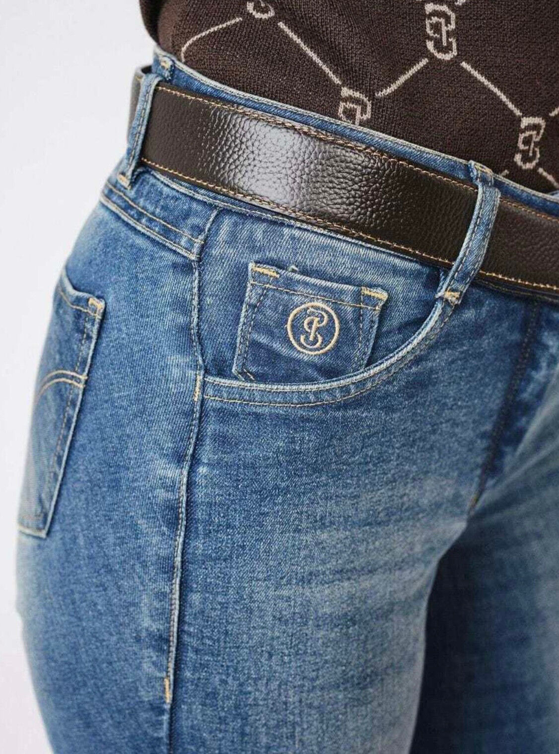 PS OF SWEDEN MAGGIE FULL GRIP DENIM JEANS BREECHES, UK12 EU40(40009-531-40) (S2)