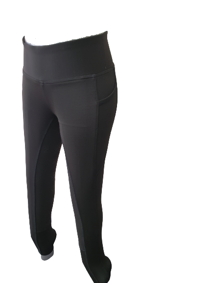 NEW Full Silicone Grip Horse Riding  Tights Breeches  Phone Pocket Black