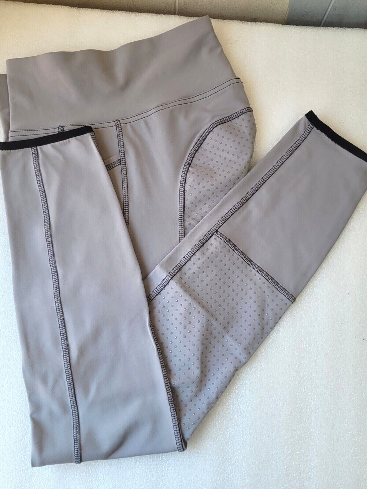 New Silicone Grip Horse Riding Leggings Tights + Phone Pocket STEEL GREY