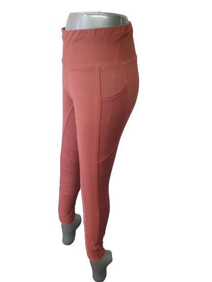 NEW Full Silicone Grip Horse Riding  Tights Breeches  Phone Pocket Marsala