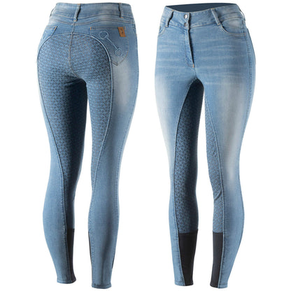 New Horze Kaia Women High Waist Denim Silicone Full Seat Breeches(36656)