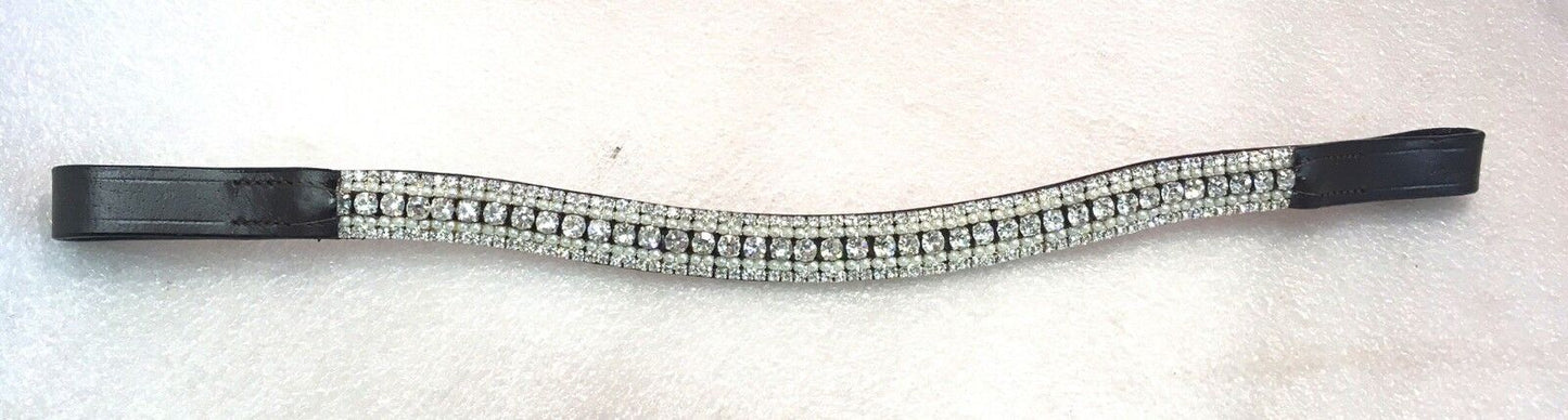 New BLING! Designer Look U 5 ROW clear crystal  Browband Great Gift offer BLACK