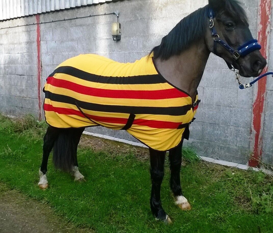 CWELL EQUINE  HORSE COB PONY NEW MARKET STRIPE SHOW TRAVEL FLEECE RUG 5'0"- 7'0
