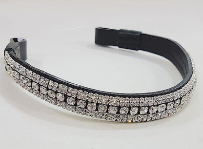 New BLING! Designer Look U 5 ROW clear crystal  Browband Great Gift offer BLACK