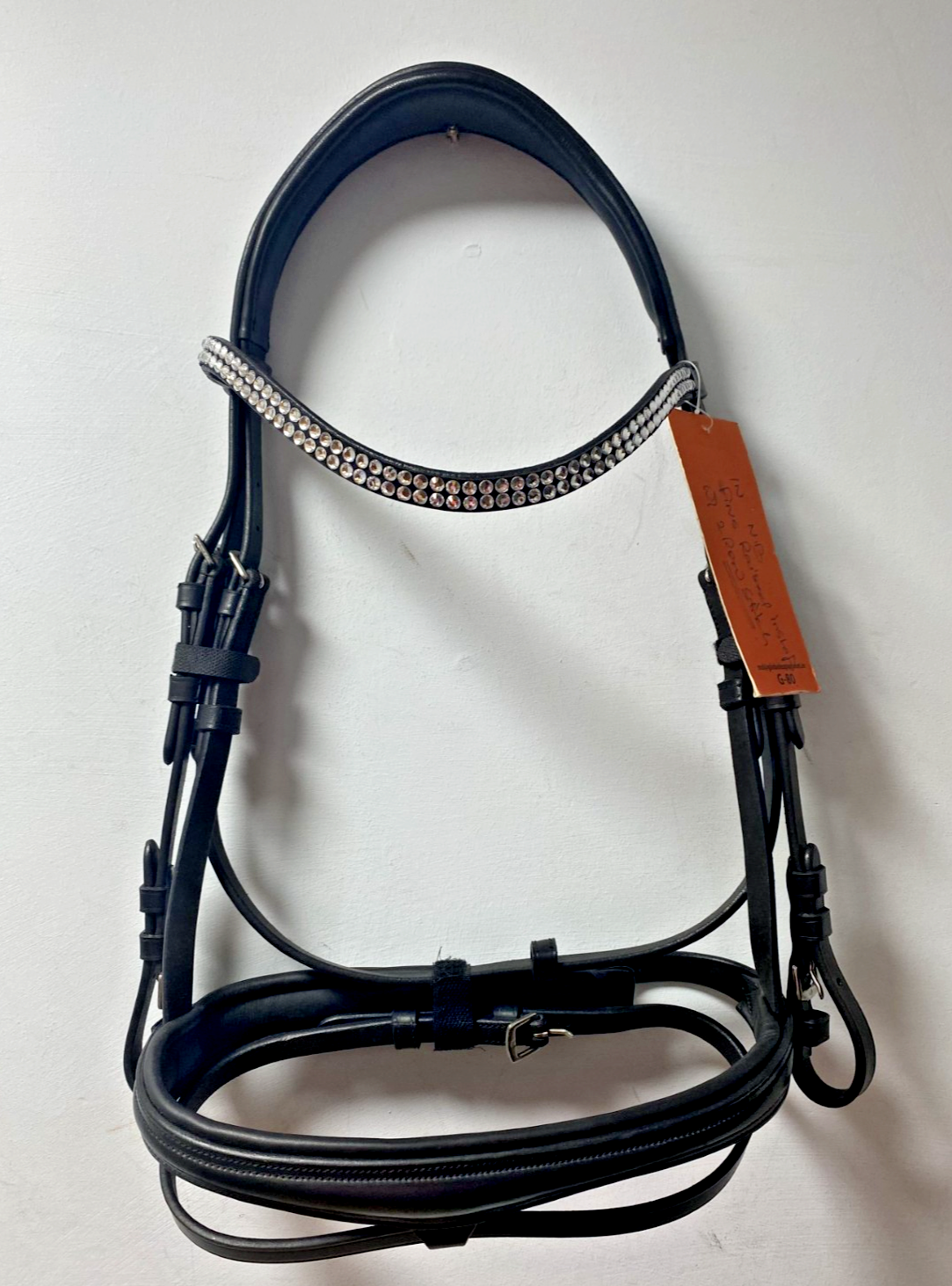 NEW English Leather BRIDLE Crystal SNAFFLE BRIDLE full Black (1169/22-23) B40