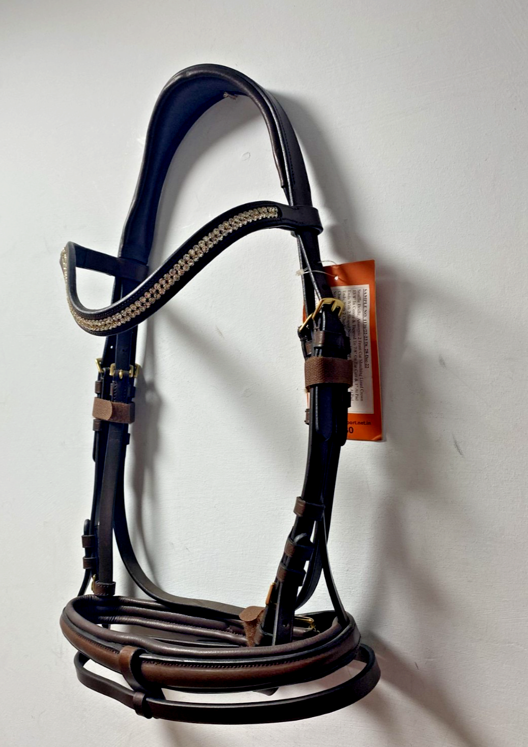 NEW English Leather BRIDLE Crystal SNAFFLE BRIDLE Full Brown (1136/22-23) B51