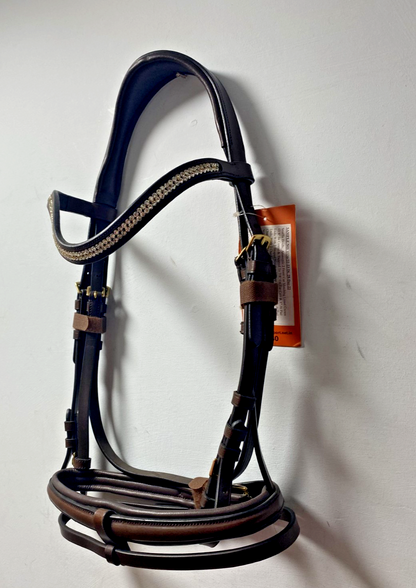 NEW English Leather BRIDLE Crystal SNAFFLE BRIDLE Full Brown (1136/22-23) B51