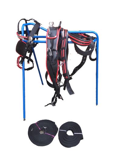 NEW Two Tone  NYLON  HORSE DRIVING CART HARNESS SADDLE BRIDLE F/C/P Black/Red