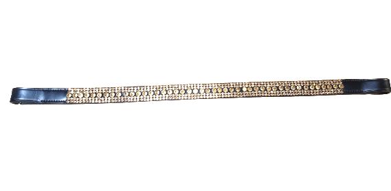 Designer Crystal Reverse 5Row  Browband ,Polo Leather Black Full (896)