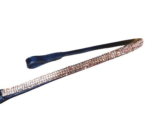 Designer Crystal Reverse  Browband ,Polo Leather Black Full (1018)