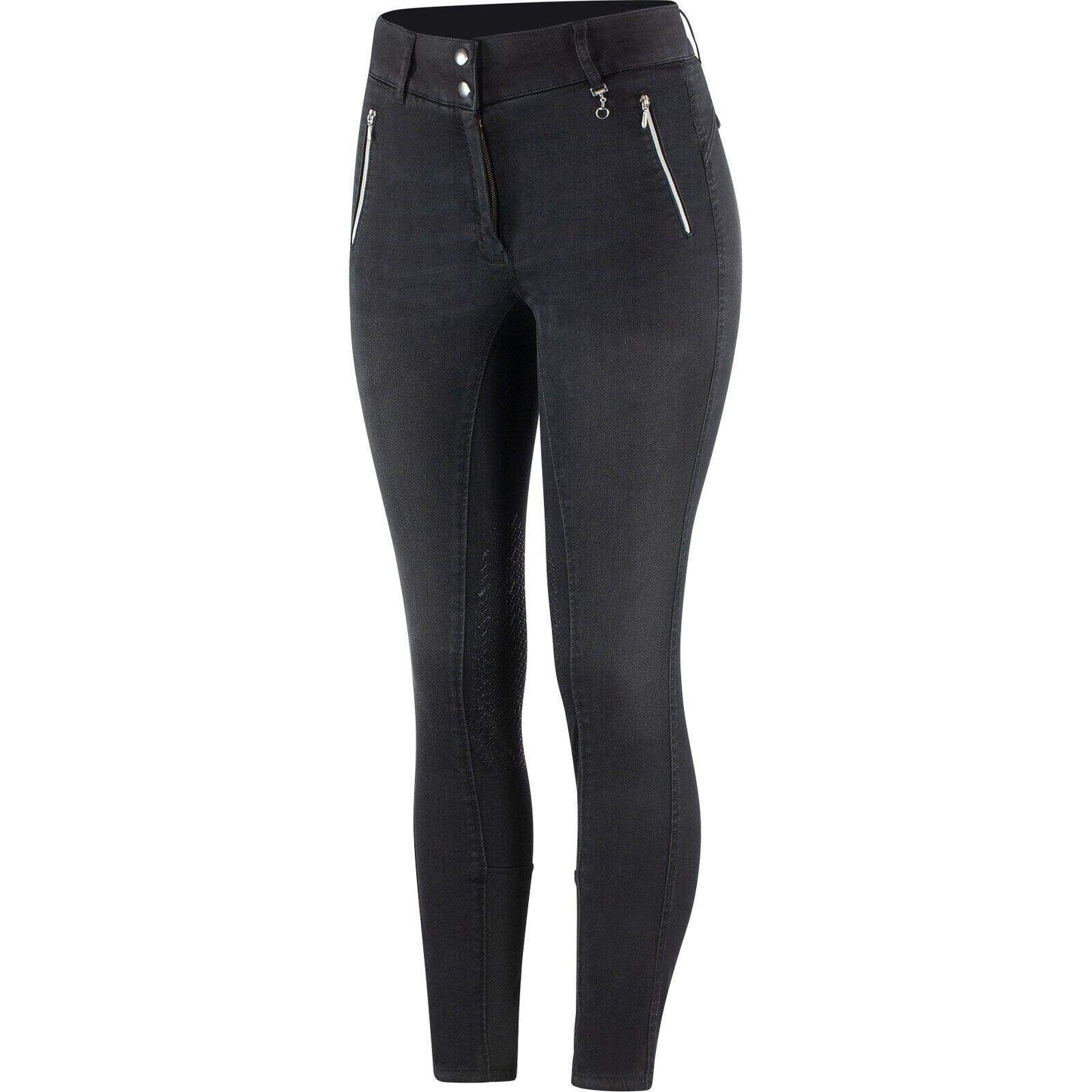 Horze Nicole Denim Breeches with Silicone Knee Patch,DENIM  ,UK 18 EU 44 (36087)