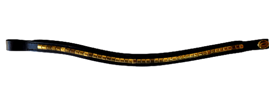 Schockemohle sports  Black Leather Curved Brass Clincher Browband, Black, (COB)