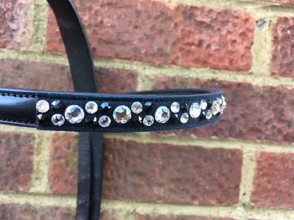 Cwell Equine New Swarowaski Hf Crystal 2 Rows Browband BLACK FULL (1046)