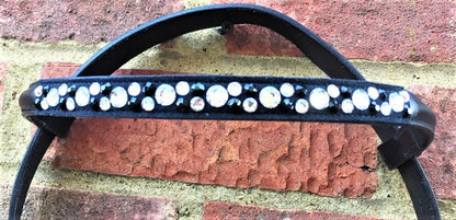 Cwell Equine New Swarowaski Hf Crystal 2 Rows Browband BLACK FULL (1046)