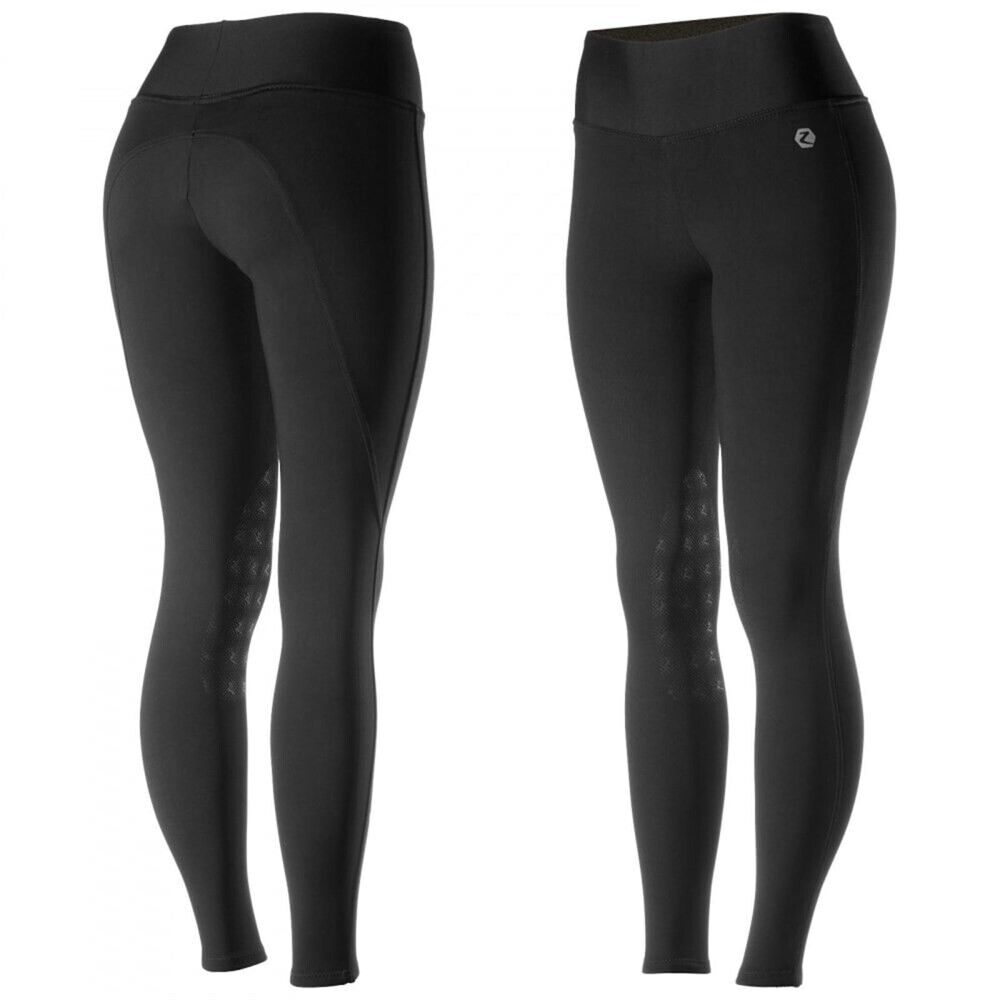 Horze Juliet Womens Hyper Flex Knee Patch Tights ,BLACK, EU 42 UK 16 (36029)