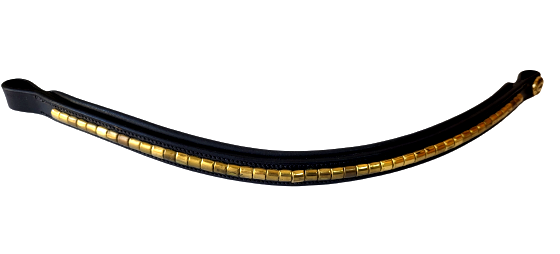 Schockemohle sports  Black Leather Curved Brass Clincher Browband, Black, (COB)